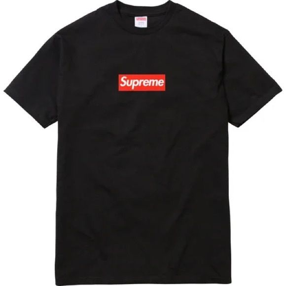 EUC Men’s Size Large Supreme Box Logo Peel-able Patch Cotton Tee In Black/Red